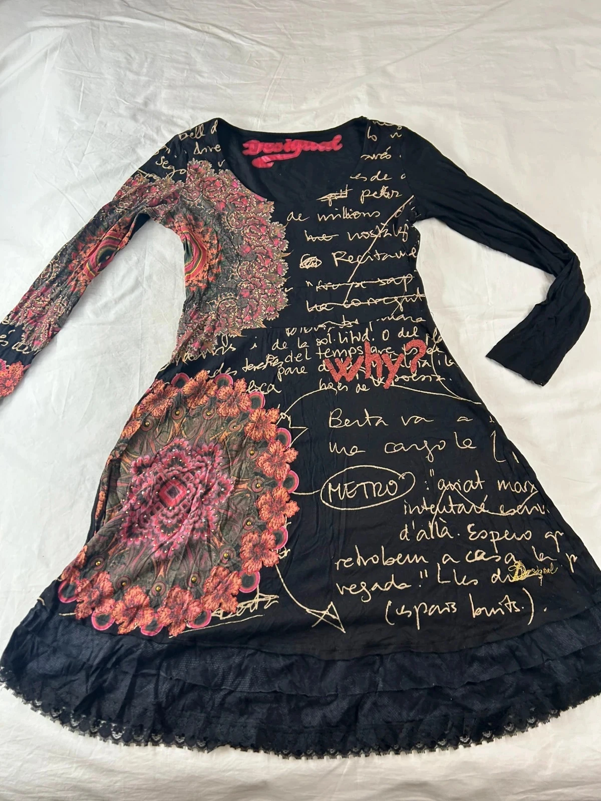 Vestido desigual vintage con motivos multicolor – photo 2